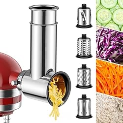 Stainless Steel Cheese Grater for Kitchenaid Mixer, For Kitchenaid Cheese Grater Attachment, Salad Maker, Grinding Powder, Dishwasher Safe with 4 Blades