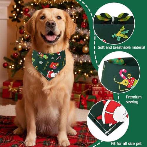 WUSJCOF 2 Stück Weihnachten Hund Halstuch, Bandana Schal Dreieck Lätzchen, Kopftücher für Weihnachts Haustier Kostüm Zubehör, Hundehalstuch Bandanas für Kleine Mittelgroße Welpen Katzen (Rot Grün)
