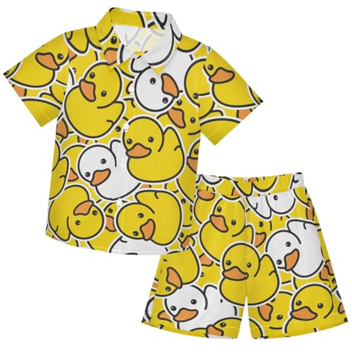 Image of visesunny Boy Floral Short Sleeve Button Down Shirt & Casual Shorts Set Summer Outfits 3-10 Years Clothes