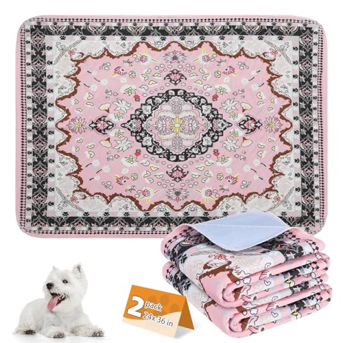 Image of KOOLTAIL Washable Pee Pads for Dogs, 4 Pack Super Absorbent Reusable Puppy Training Pads Waterproof, Nonslip and Leak-Proof Dog Pee Pads, Large Pet Mats Whelping Pads for Floor, Crate, Couch, 24 inchx36 inch
