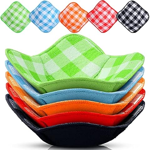 Geiserailie Microwave Safe Bowl Cozies Multipurpose Soup Bowl Holder Hot Heat Proof Plate Holder to Prevent Hand from Heat and Maintain Food Warm(Red, Blue, Green, Yellow, Black,5 Pieces) Cover