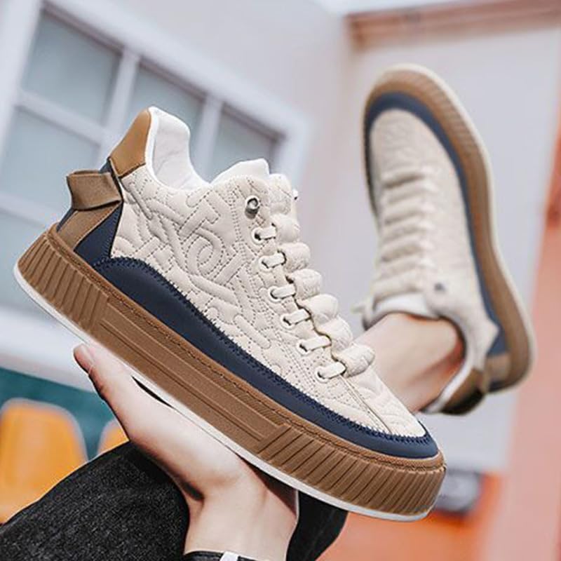 Men's Comfort Orthopedic Platform Sneakers Casual Leather Handmade Slip on Walking Tennis Comfortable Wide Width Shoes with Cushioning-Performance2