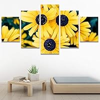 SIGNWIN 5 Panel Canvas Wall Art Modern Art Bouquet Colorful Cool Floral Group Multicolor Photography Realism Romantics for Home Decorations Ready to Hang - 60