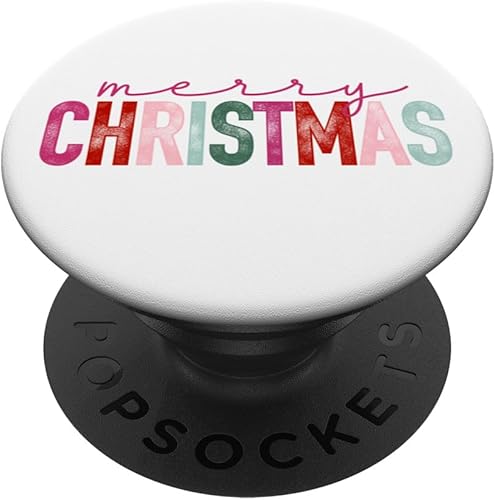 Miniatura 1 de Feliz Navidad rosa minimalista para la temporada navideña PopSockets estándar PopGrip