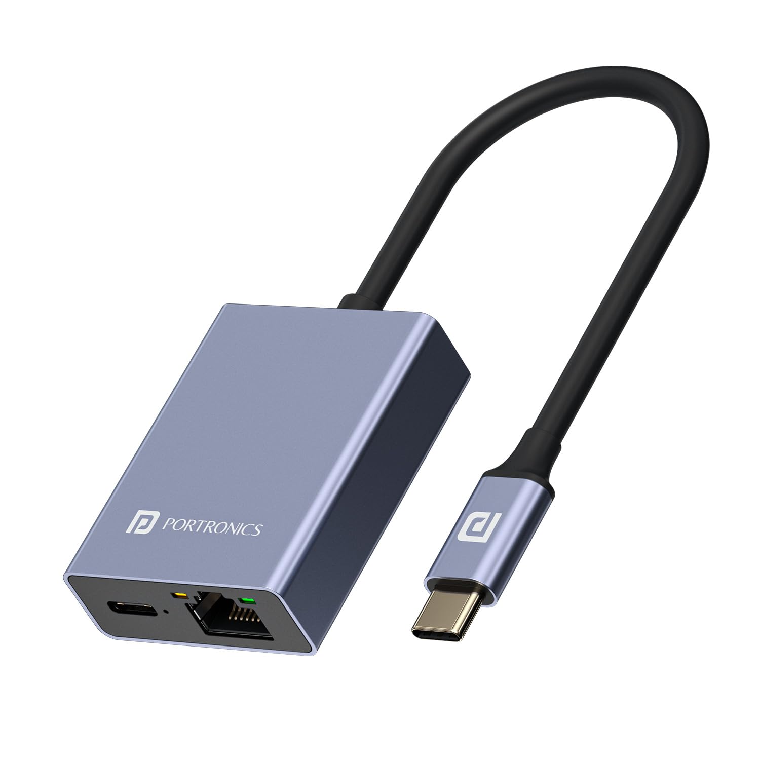 Portronics Mport 30M USB Type-C to PD 100W & Ethernet Hub, RJ45 LAN Port, 10/100/1000 Mbps, Type-C Plug, Fast Stable Internet, Compatible with macOS, Windows, Android, iOS (Grey)