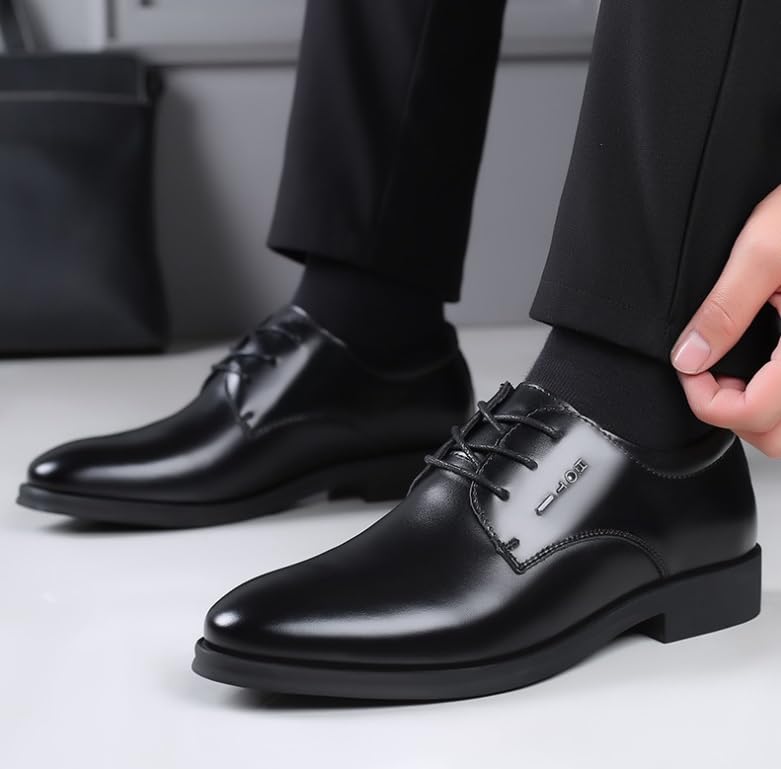 Men's Classic Lace Up Low Top Leather Dress Shoes Mens Comfortable Tuxedo Shoes Formal Derby Shoes Non-Slip Softsole Walking Oxford Shoes3