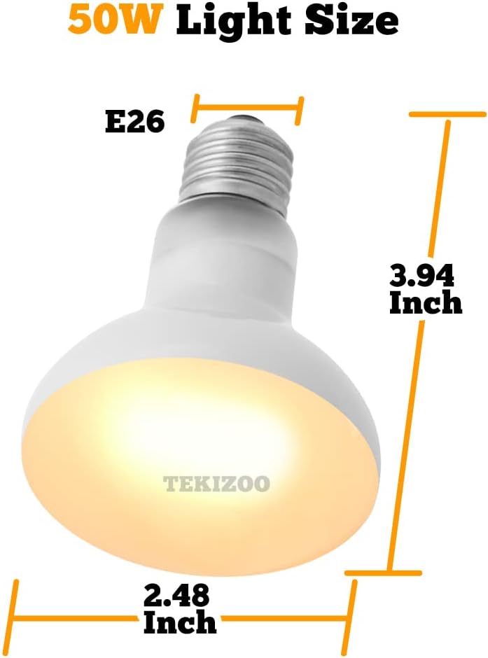 Reptile Heat Lamp Basking Spot Bulb UVA Daylight Light for Amphibian,Lizard,Tortoise,Bearded Dragon 50W(4 Pack)