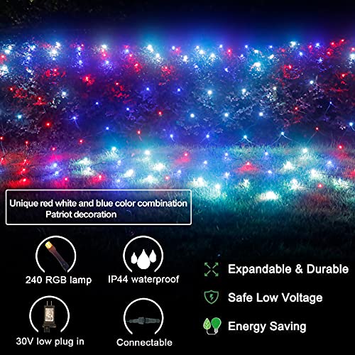 Oycbuzo 14.8Ft X 5Ft Christmas Net Lights, 240Led Color Changing Outdoor Christmas Mesh String Lights Multicolor Green Blue Waterproof Connectable For Xmas Tree Bushes St Patricks Day Party Decor #TOP1