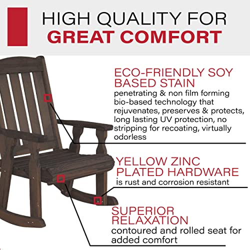 Image of Amish Heavy Duty 600 Lb Mission Pressure Treated Rocking Chair (Dark Walnut Stain)