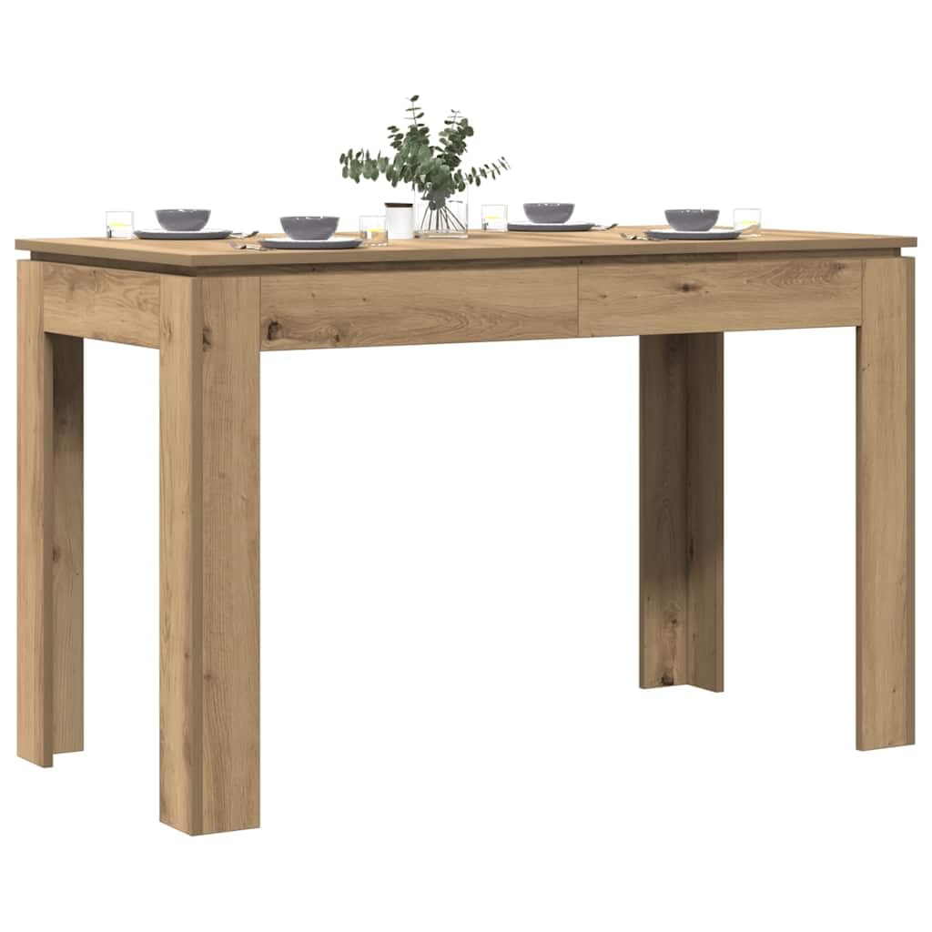 Table à manger en chêne Artisan - 120 x 60 x 76 cm - Table de salle à manger stable avec plateau robuste pour cuisine, salon et repas familial - Table de cuisine polyvalente avec support pour