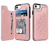BENTOBEN iPhone SE 2020 Wallet Case, iPhone 8 Case, iPhone 7 Case, PU Leather Heavy Duty Rugged Shockproof Protective Cases with Card Slots Cash Holder Phone Case for iPhone SE 2nd/7/8 -Rose Gold