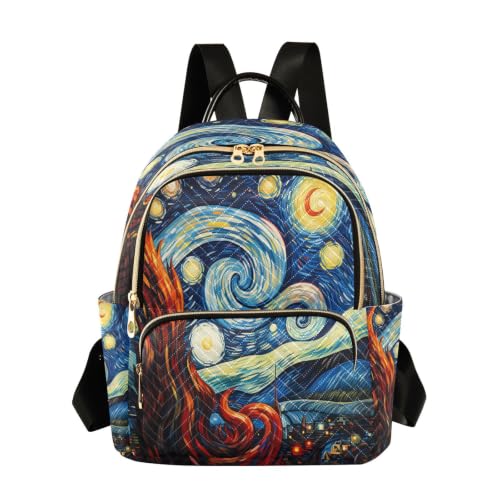 Sac à dos voyage adolescent résistant avec mini sac à bandoulière aquarelle clair de lune