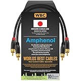 0.5 Foot - High-Definition Audio Interconnect Cable Pair CUSTOM MADE By WORLDS BEST CABLES - using Mogami 2964 wire and Amphenol ACPL Black Chrome Body, Gold Plated RCA Connectors