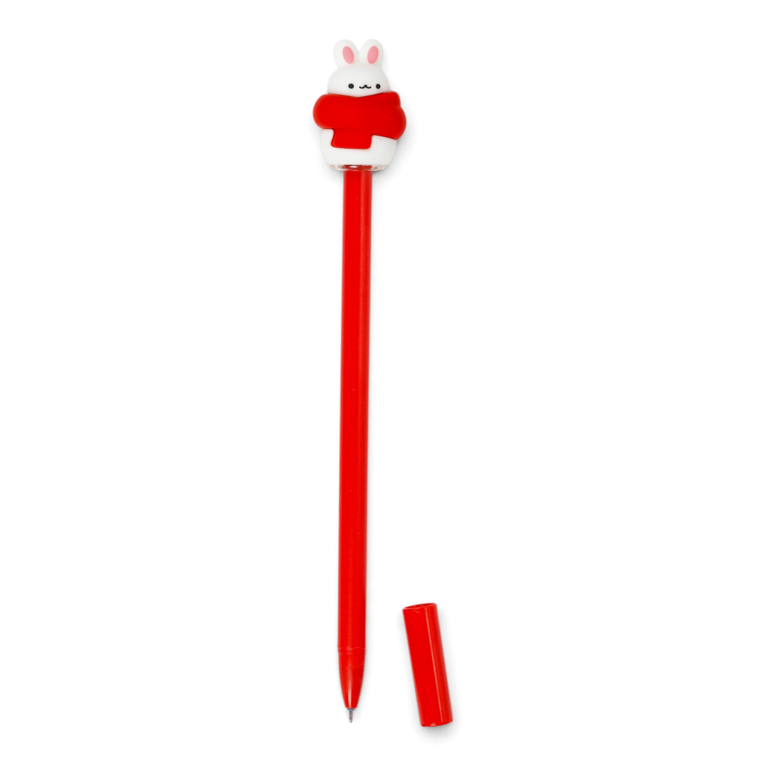 Puckator Penna cancellabile con topper per Natale, motivo: coniglietto e coniglietto, bella estetica per il rientro a scuola, penne gel cancellabili, penna con gomma per bambini, ufficio, scrittura e
