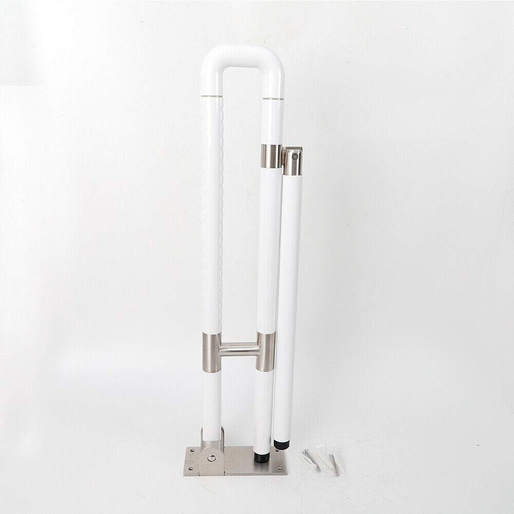Futchoy Mango plegable de apoyo plegable de 60/75 cm, soporte de pared, antideslizante, con soporte de suelo, montaje en pared, para personas mayores, color blanco