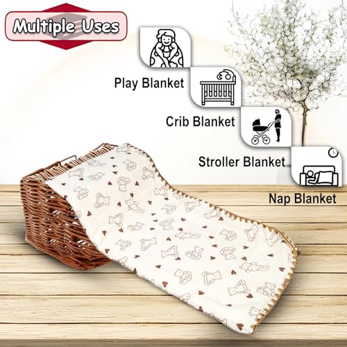 Image of Kassy Pop Baby Quilt Blanket | Bear Print, Breathable Swaddle Wrap, Infant Crib Bedding, 110x110 cm