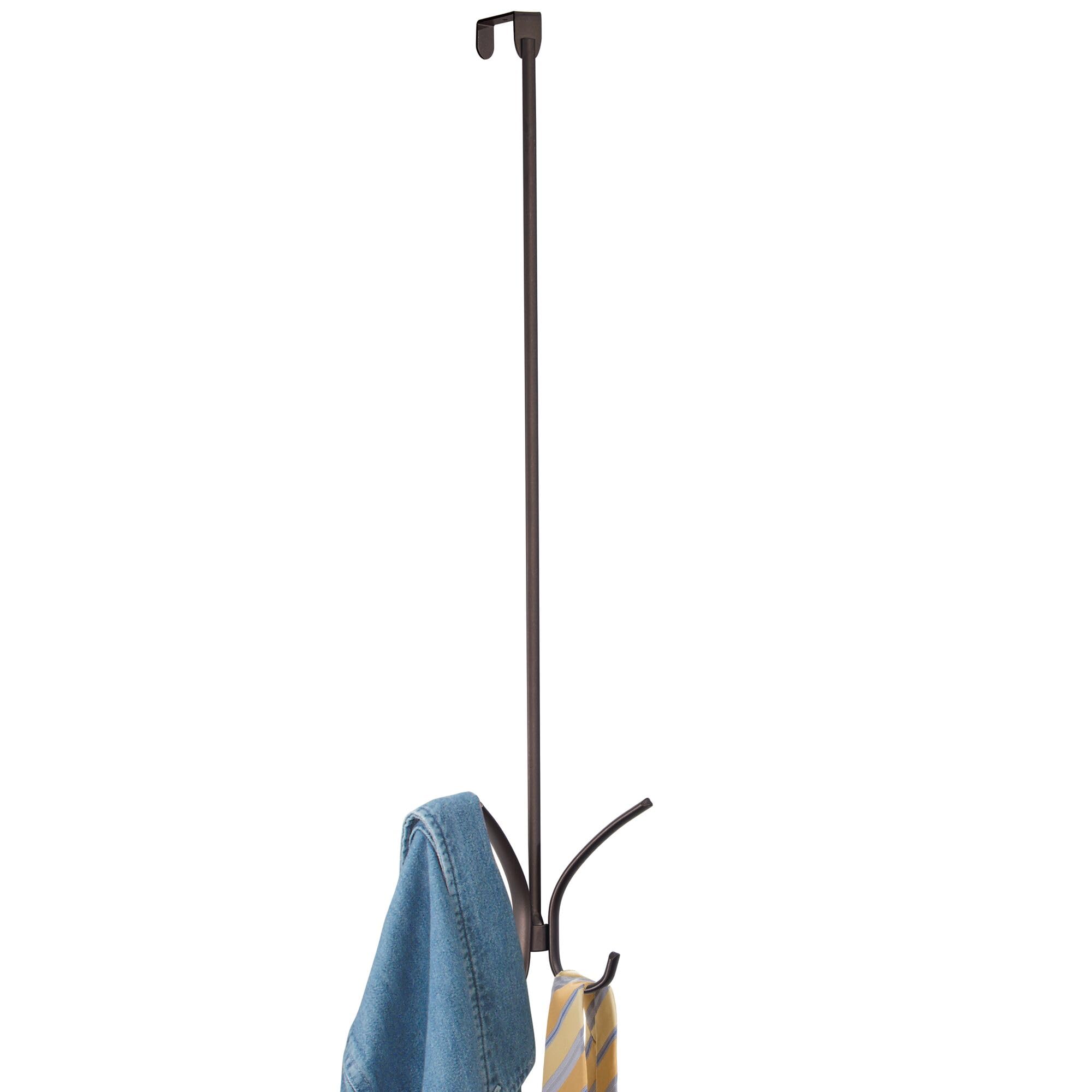 InterDesign Axis Easy Reach 24" Quad Hook, Over the Door Towel Holder or Coat Rack for Bathroom, Bedroom, Office Closet Storage, 4.7" x 3.8" x 24", Bronze
