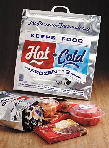 Hot Cold Bag | Insulated Thermal Cooler, Grocery Size, Red/Blue