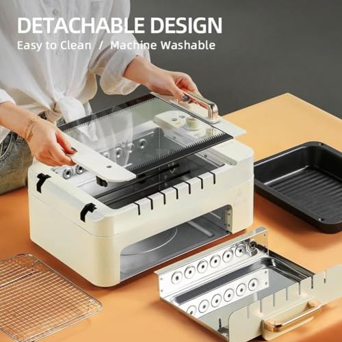 Electric BBQ Kebab Grill Machine - 360° Rotating Skewers, Non-Stick Double Layer Grill Oven for Indoor Outdoor Camping - Smokeless Barbecue Pot - Image 5