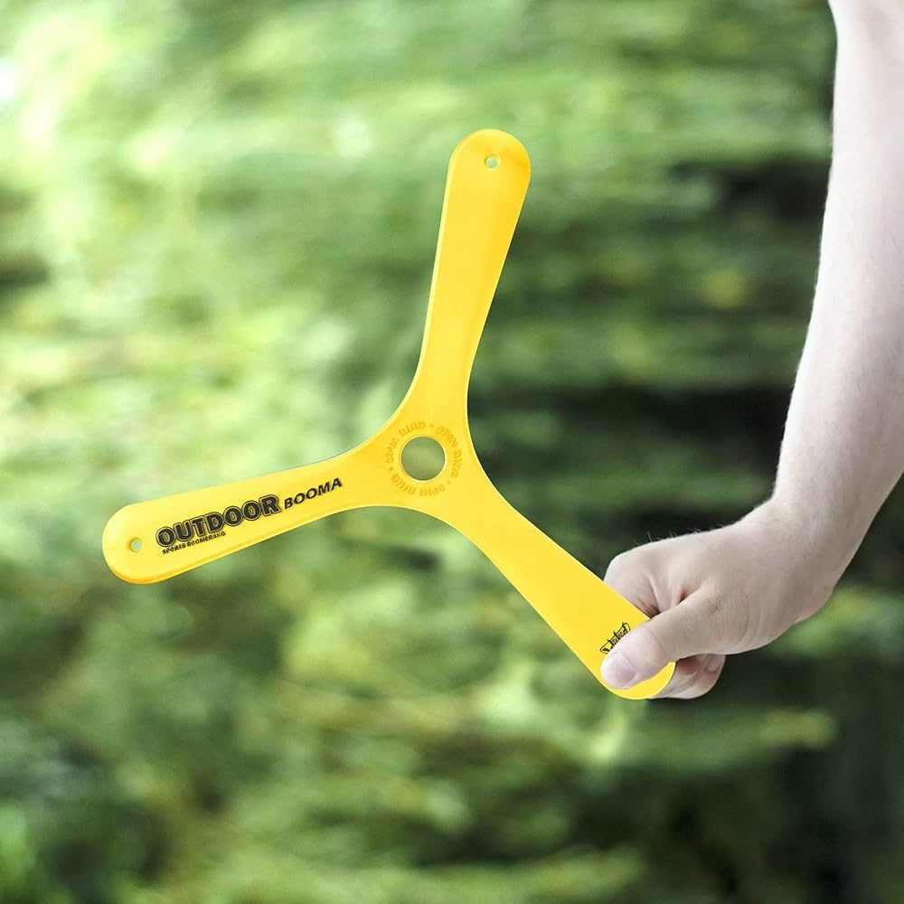 l&j Boomerang Aerodinamico in Polimero Ultraresistente – Ritorno Preciso, Lungo Raggio 15-20 Metri – Leggero, Flessibile, per Esterni, Adatto a Principianti e Esperti, Perfetto per Adulti e Ragazzi