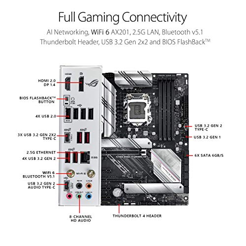 Image of ASUS ROG Strix B560-A Gaming WiFi LGA 1200 (Intel 11th /10th Gen) ATX Motherboard (PCIe 4.0, 8+2 Power Stages, Two-Way Noise Cancelation, WiFi 6, 2.5 Gb LAN, 2xM.2 Slots, USB 3.2 Gen 2x2 USB Type-C)