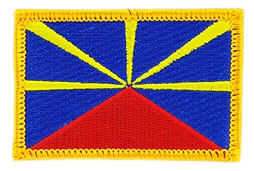 Akachafactory Patch écusson brodé Drapeau ile de la Reunion 974 thermocollant Insigne Blason