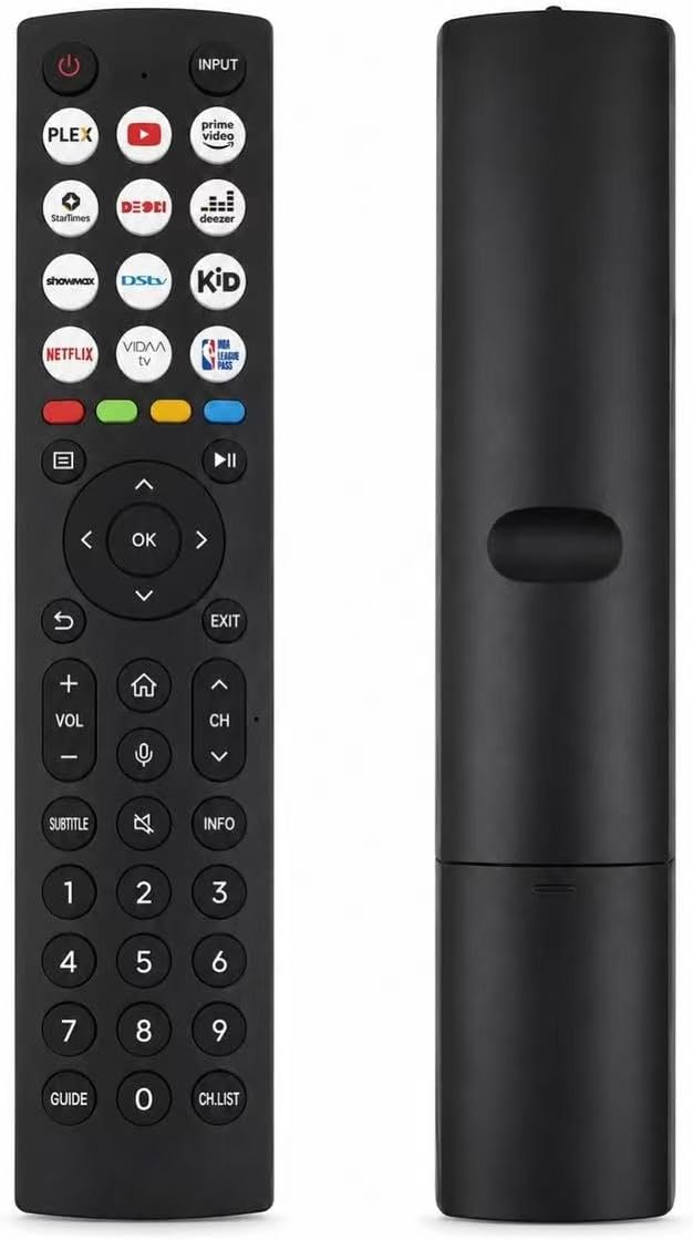 Replacement Remote Control for Hisense VIDAA Smart 4K UHD LED TV, Universal IR Remote with Netflix, Prime Video, YouTube Hotkeys, NO Voice Function, Direct Use No Pairing Required