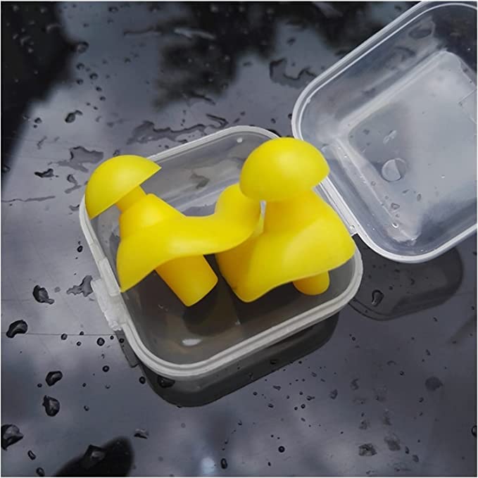 Image of Waterproof Silicone Swimming Ear Plugs for Adults & Kids | Reusable Soft Swim Ear Protection for Bathing, Shower, Diving & Water Sports | Comfortable Noise Reduction with Storage Case
