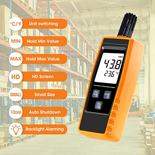 image for XRCLIF Handheld Humidity Meter, Digital Hygrometer Thermometer 0~100% 
