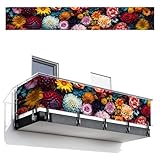 MuchoWow© Balkon Sichtschutz Einseitig 80x500 cm Groß PVC Seitenwand Terrassen für den Garten ohne Bohren Wetterfest Seitlich Zaun Terrasse Balkon Dekoration Blumen - Bunt - Natur