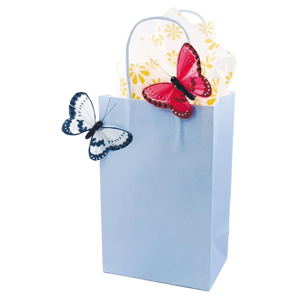 Angels Craft 12 Pack Kraft Bags with Handles - 8" x 5" - Pastel Colors | Durable Paper Gift Bags for Retail, Birthday, Party & DIY Projects