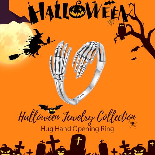 MUNDELL 925 Sterling Silver Vintage Hug Hand Adjustable Ring Retro Open Finger Rings for Women Promise Ring Stacking Rings Fine Jewelry4