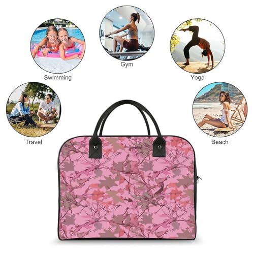 Bolso Tote Camuflado Rosa con Asa Ajustable y Zipper miniatura 4