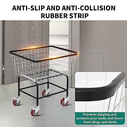 YITAHOME Wire Laundry Cart 2.5 Bushel, Rolling Laundry Basket with Wheels, Metal Commercial Wire Laundry Basket Cart with Galvanized Finish, Heavy Duty Large Steel Basket for Laundry Clothes Storage
