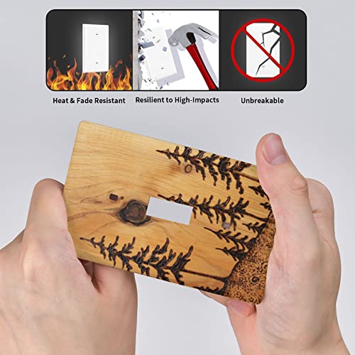 Hoibixe Pine Tree Wood Grain Light Switch Cover Single Toggle Decorative Funny Plastic Wall Plate Covers Outlet Cover Decor Print #TOP4