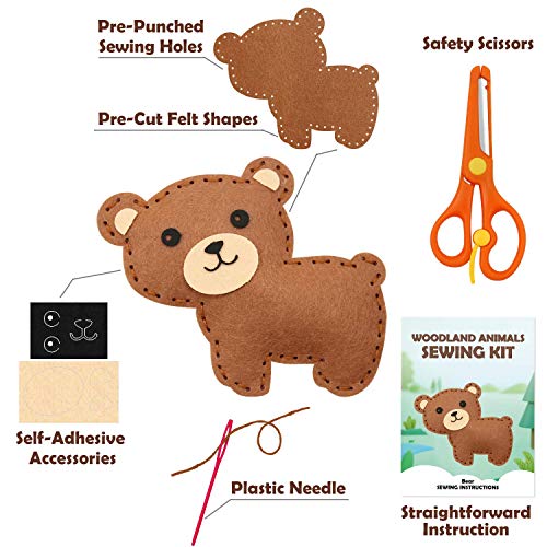 Ciyvolyeen Woodland Animals Craft Kit Forest Creatures Diy Sewing Felt Plush Animals For Kids Beginners Educational Sewing Set Girls And Boys Art Craft Kits #TOP2