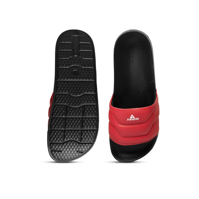 Image of ARVAN Mens Padded Strap EVA Sliders | Lightweight Slip-On Slippers with Cushioned Sole | Casual Open-Toe Slides