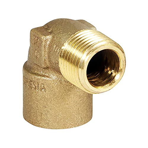 Everflow Supplies CMNL3412-NL - Codo reductor de 90 grados (3/4 por 1/2', diámetro nominal, latón fundido, sin plomo, con conector de sudor y conexión roscada macho)