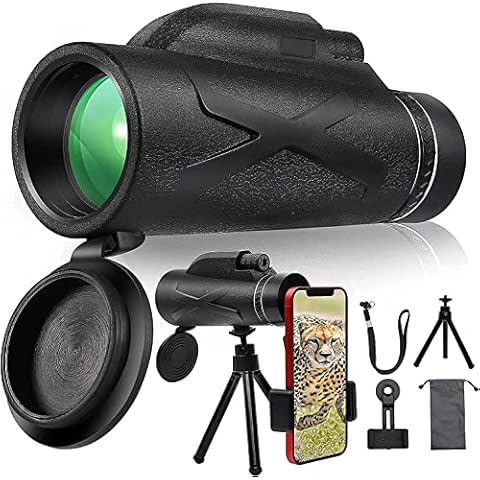 80x100 High Definition Monokular Teleskop und schneller Smartphone-Halter - Neuestes wasserdichtes Monokular -BAK4 Prisma für Wildtiere Vogelbeobachtung Jagd Camping Reisen Wildtiergeheimnis Cover
