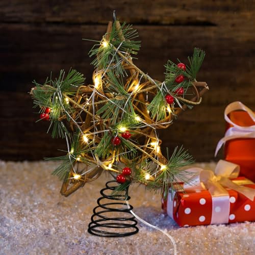 Healifty Weihnachtsbaumspitze, Holzstern Weihnachtsbaumspitze mit...