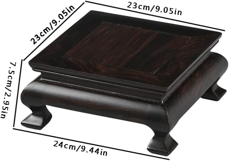Bonsai Pedestal Vase Pedestal Stands Bonsai Base Teapot Base Sandalwood Handicraft Ornaments Stone Vase Buddha Statue Jade Bottom Bracket for Home Office Decoration Planter Stand Plant Holder(Large)