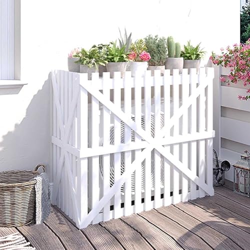 DKPLOE Abdeckung Klimaanlage AußEngeräT VerstäRktes Dach Jalousien Verkleidung Klimaanlage AußEngeräT Holz Stabile Konstruktion Gute...