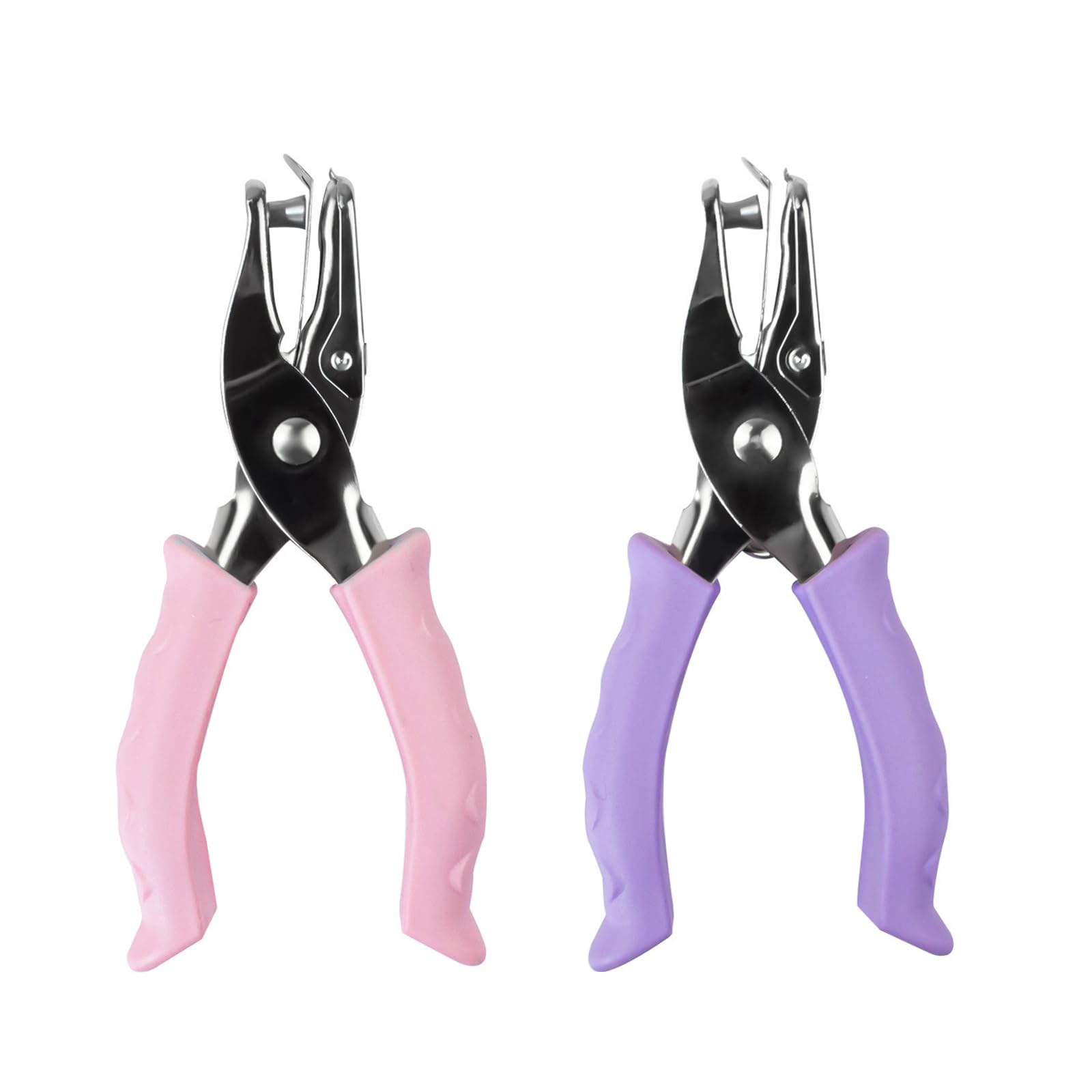 2 Pcs Single Hole Punch, Handheld Paper Hole Puncher Set With Soft Grip Handle 6mm Purple Punch And 3mm Pink Punch For Cards Tags Scrapbooking Office School