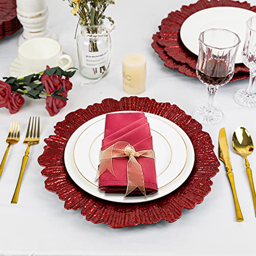 Juego de 12 platos decorativos redondos rojos de plástico miniatura 2