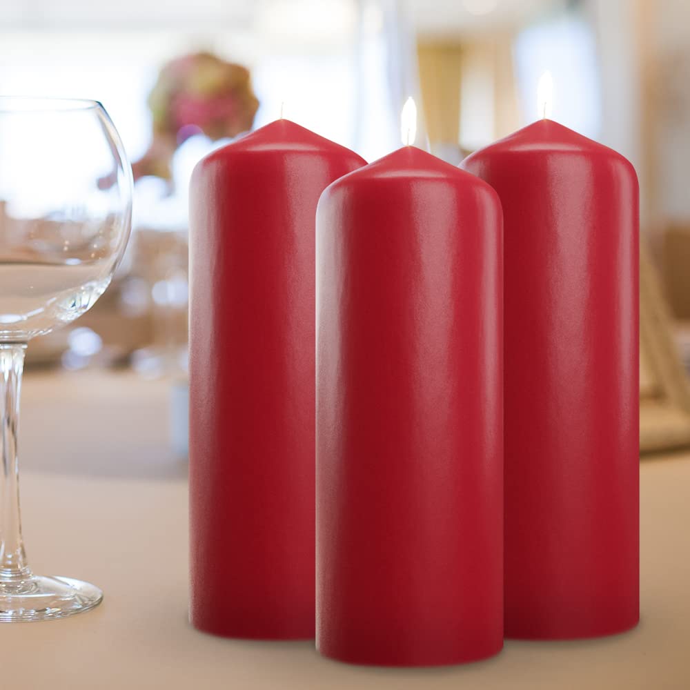 Bask Velas de pilar de vacaciones - Velas decorativas sin aroma en rojo de Navidad - Paquete de 6