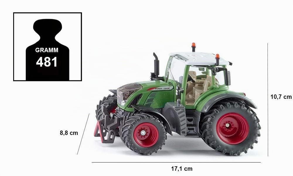 Siku 3285, Tractor Fendt 724 Vario, 1:32, Metal/Plástico, Verde, Dirección Ackermann y Enganche