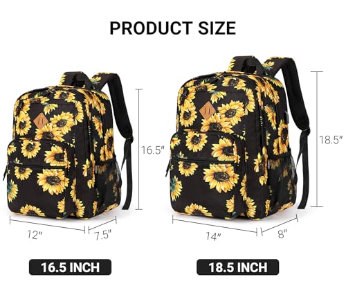 Image of ZORFIN 36L Backpack for College, and Travel: Water Resistant Bookbag with 8 Compartments - Sunflower