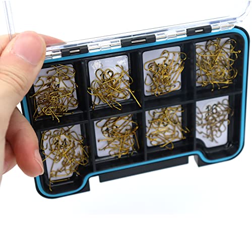 240Pcs Fly Tying Hooks | One Magnetic Boxes Included | Dry, Wet, Curved, Fly Materials | 8# ~16# (Nymph Hooks-240Pcs With Box) #TOP3