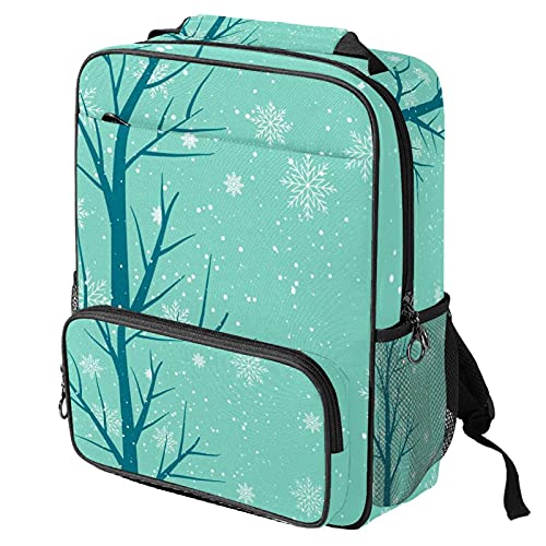 Sac à dos décontracté pour ordinateur portable à motif arbre vert neige graphique