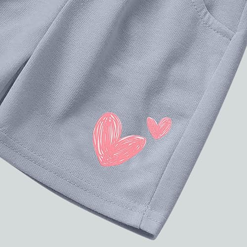 Girls Athletic Shorts Kids Cute Love Heart Print Outdoor Running Shorts Children's Day Kids Cotton Comfy Shorts Loose4